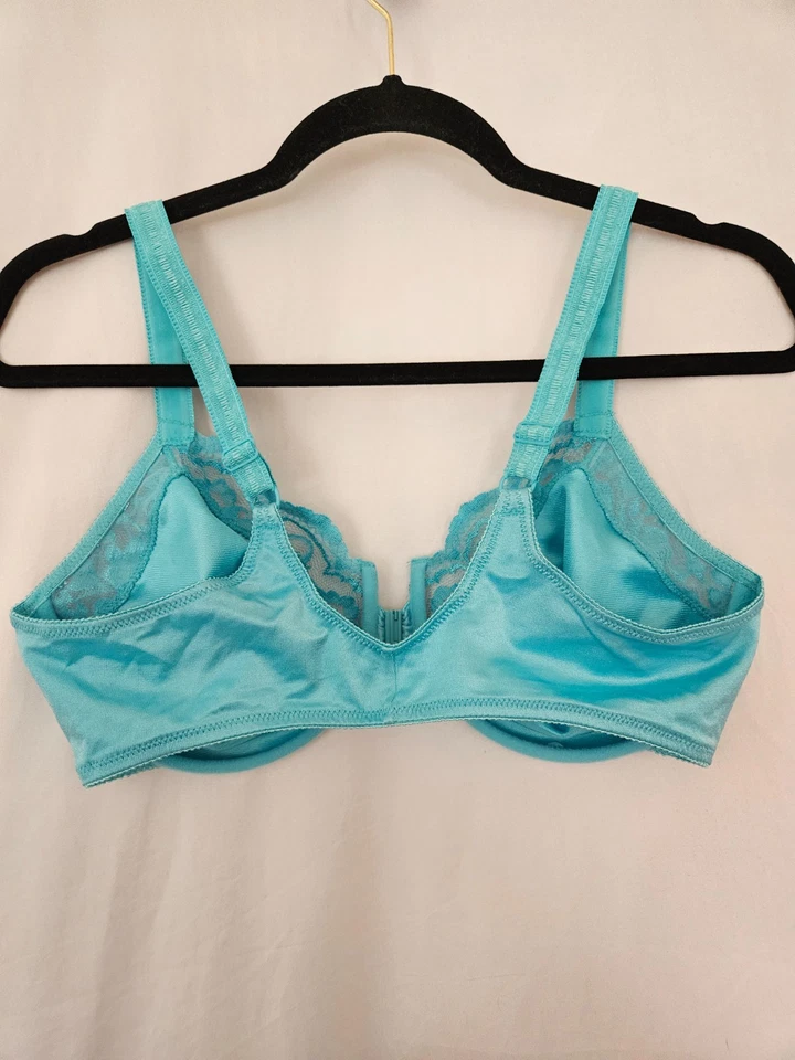 New VTG Victoria's Secret Second Skin Satin Bra 40 D Bra Aqua - Image 4 of 4
