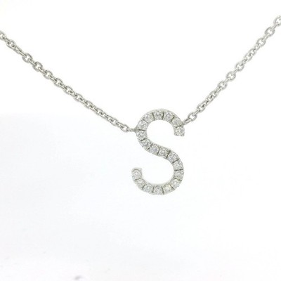 Buchstaben Kette S 750 Weißgold mit Diamanten 0,13 ct G/VS   Initialen Kette Dam