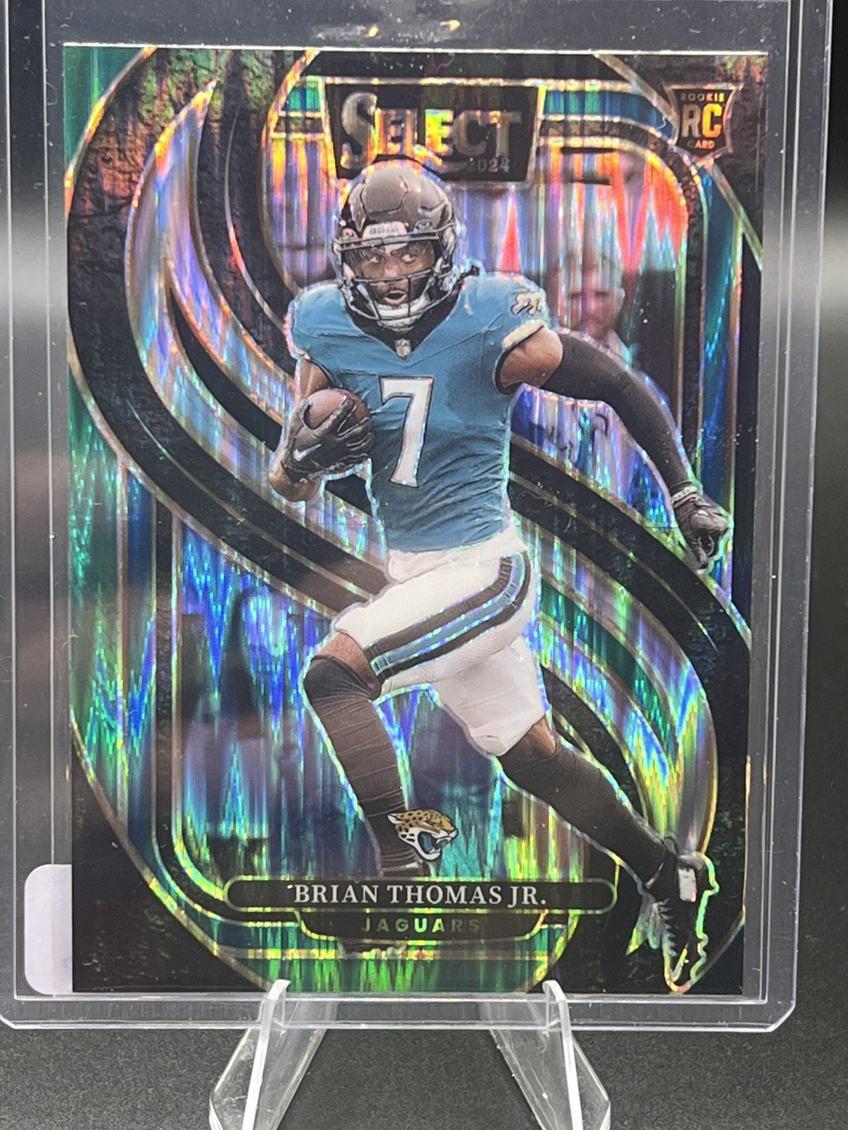 2024 Panini Select Premier Level Brian Thomas Jr. Black & Green Shock Prizm (RC)