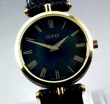 [Near MINT] Vintage GUCCI 2000M 30mm Black Dial Roman Gold Quartz Men's Watch
