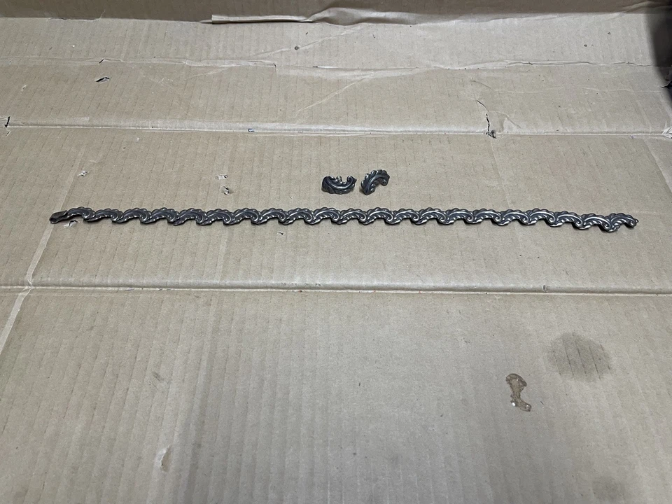 Conjunto de pendientes y collar de plata esterlina mexicana Taxco vintage eslabón de lujo pesado Foto 4 de 4