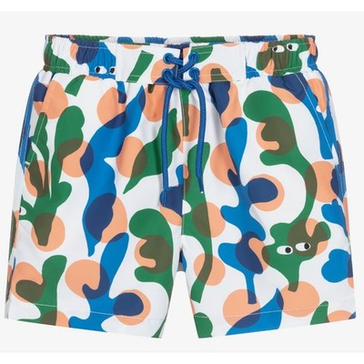 Stella McCartney Swim Short Kids Boys 4 Green Blue Seaweed Print Boxer Surf