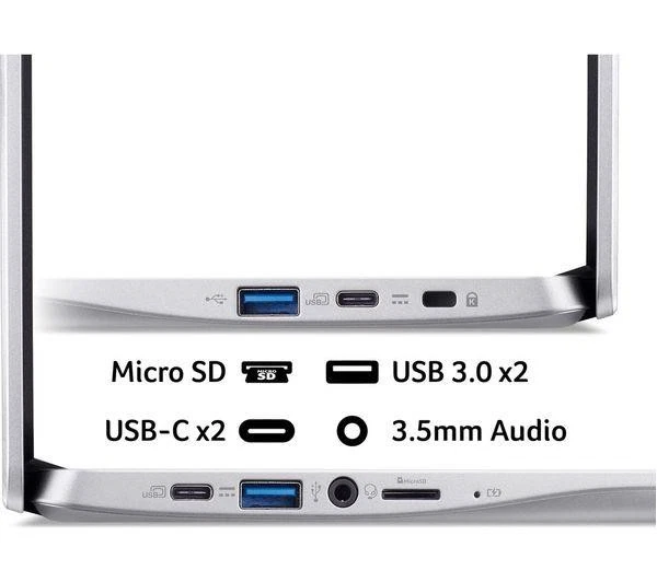 Acer Chromebook 315 15.6'' CB315-4H Celeron N4500 64GB 4GB FHD Silver Laptop A - Image 2 of 3