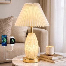 17.5" Table Lamp w/USB A C, Night Light, Touch 3-Way Dimmable Bedside Lamp