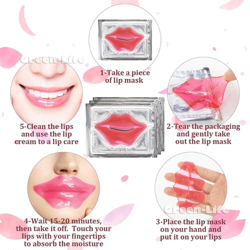 10 Stück Lippenmaske Kollagen Anti-Aging Pad Pflegend Feuchtigkeitsspendend - Picture 10 of 12