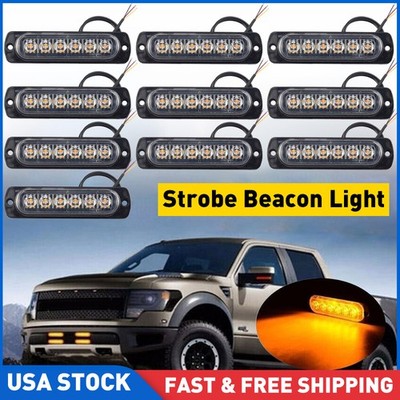 Amber 6LED Side Emergency Truck Beacon Warn Hazard Flash Strobe Light 10PCS 2F