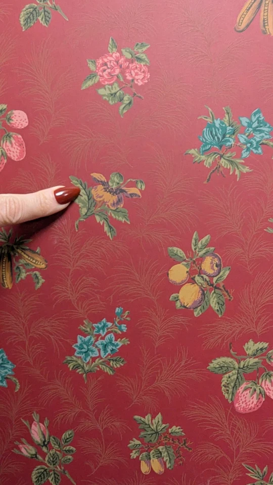 Tres (3) Rollos Schumacher Papel Pintado Cubierta de Pared Dbl Rollo Borgoña Floral Foto 4 de 4