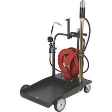 Ironton Air-Operated 5:1 Oil Pump Kit with Cart and Hose Reel, 3.7 GPM,