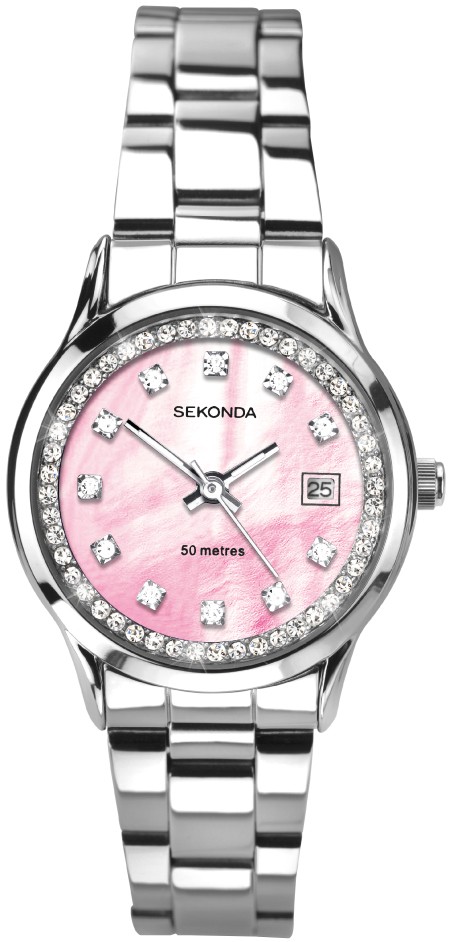 Sekonda Ladies Watch with Pink Dial Silver Bracelet 40326
