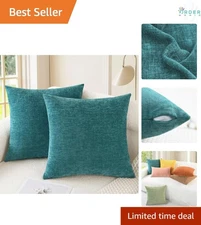 Decorative Throw Pillow Covers Chenille 12x12 Inches Pack of 2 Couch Sofa Bed