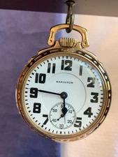Vtg 1931 Hamilton Pocket Watch 16S 21J Grade 992 Railroad Grade G.F. Case *RUNS*