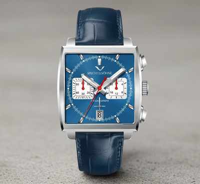Specht & Sohne Racing Quartz Chronograph Watch Stainless Steel Leather Strap