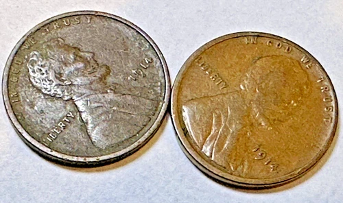 1914-P Lincoln Wheat 1c Pair ~ Fine / F++ Details? ~ Get Both Coins! ~  B54