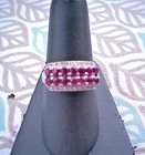 FABULOUS vintage Sterling Silver garnet & diamonds ladies ring  size 8 1/4