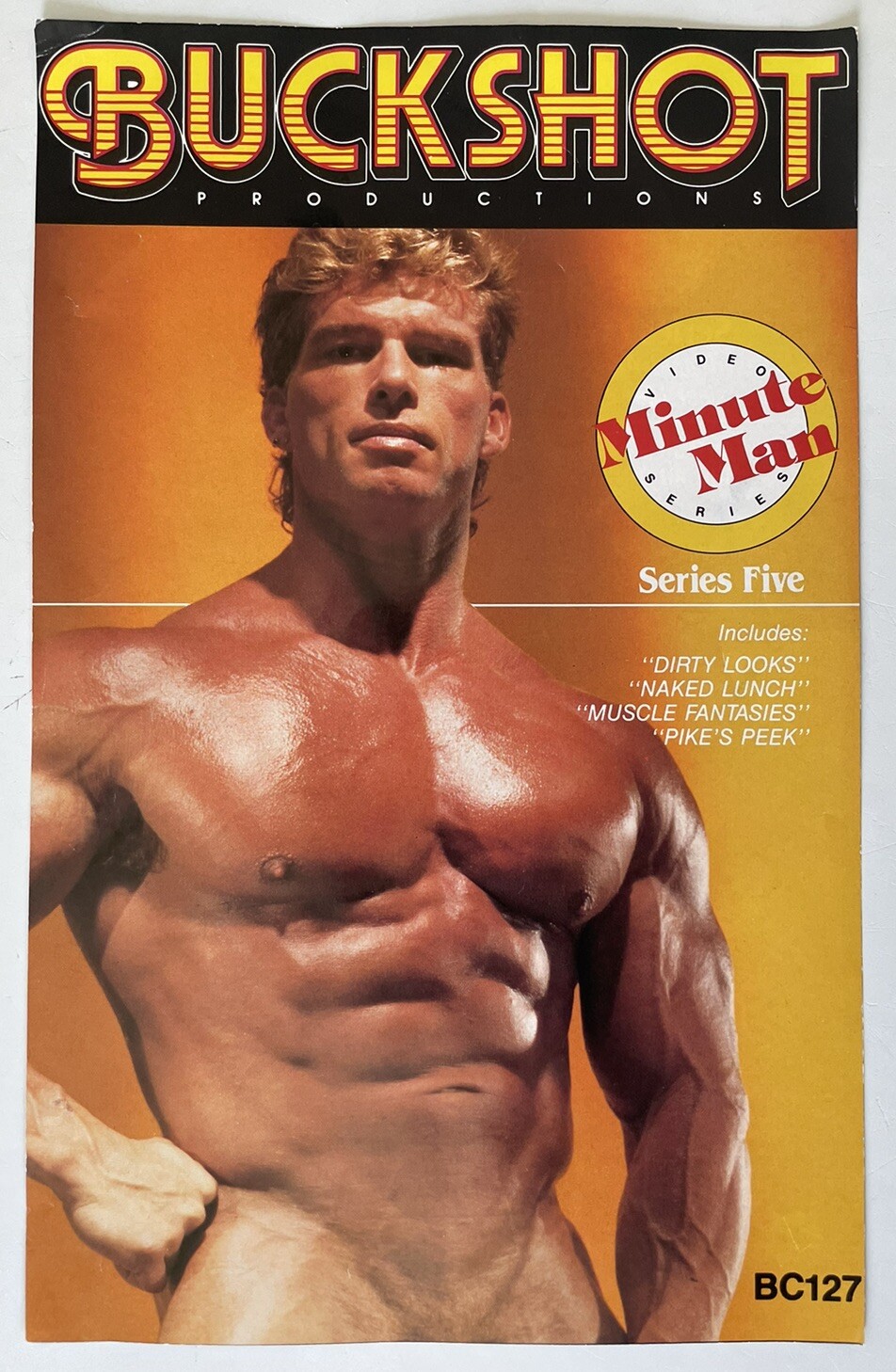 Vintage Buckshot Gay Video Flyer Colt Studio Minute Man Series 1988 5.5x9