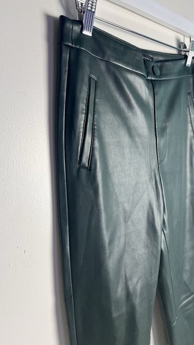 ZARA Dark Forest Green Faux Leather High Waist Skinny Leg Blogger Fav Pants Med - 第 3/7 張圖片