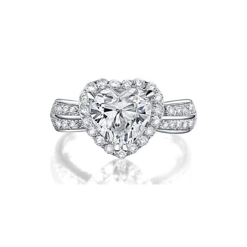 Sterling Silver 925 Plated Women's CZ HEART Eternity Wedding Band Ring Sizes 6-9 - 第 1/2 張圖片