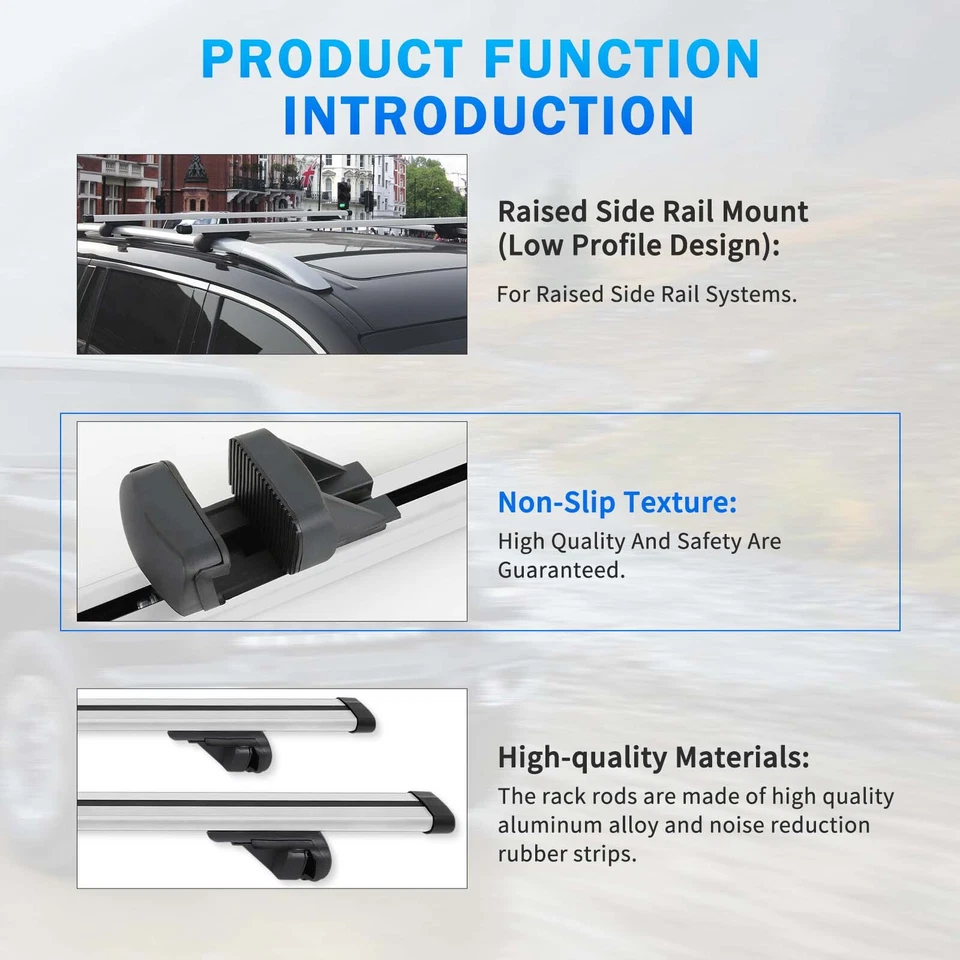 For Mercury Mariner Sport Utility 54" Roof Rack Cross Bars Luggage Cargo Carrier - Image 3 of 4