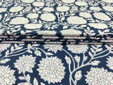 5 Yard Hand Block Print Handmade Cotton Indian Natural Sanganeri Print Fabric.