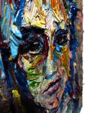 ABSTRACT IMPASTO EXPRESSIONIST POP POP ORIGINAL OIL PAINTING ART SIGNED PORTRAIT