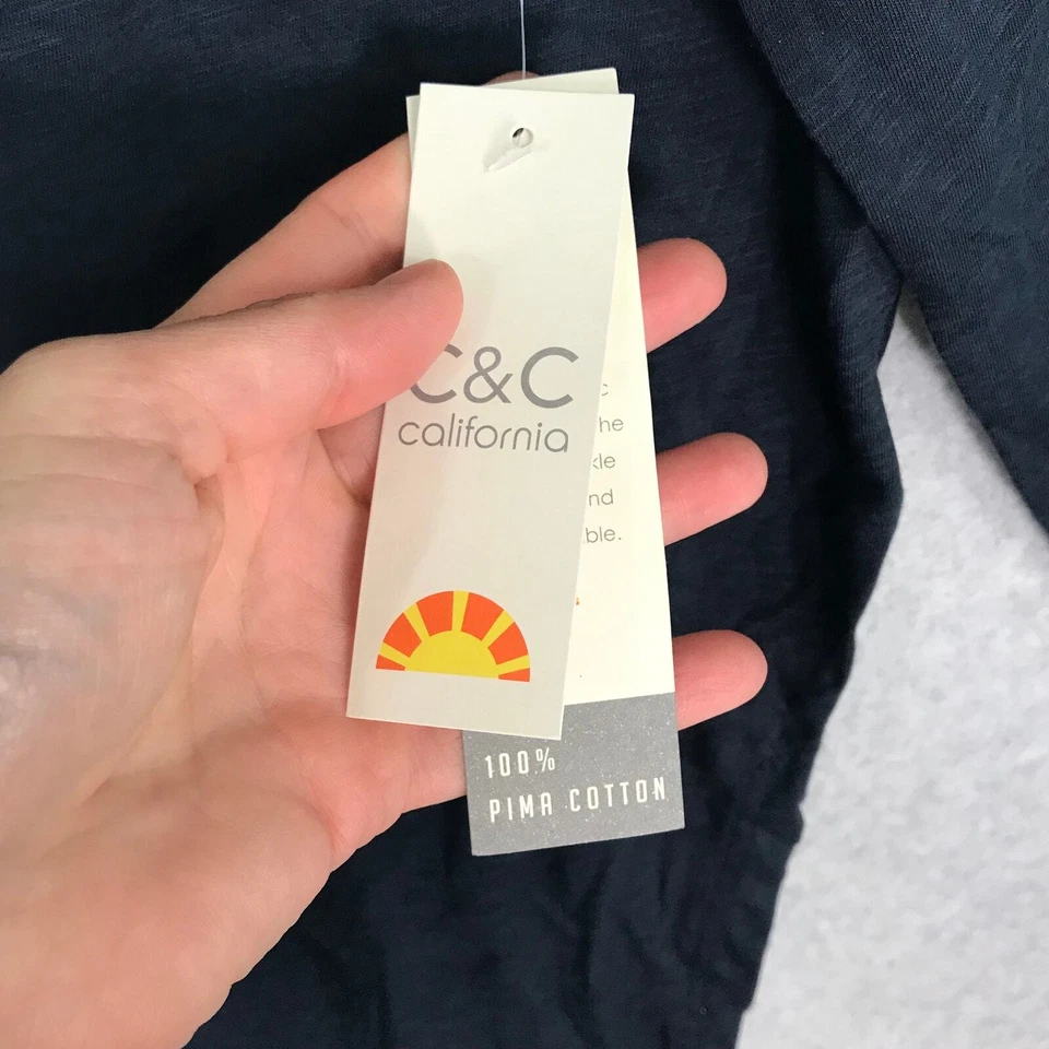 C&C California Shirt Small Navy Pima Cotton Basic Oversized Stretch Slouchy - Image 4 of 4