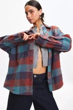 BDG Urban Outfitters Dani Oversized Flannel Shirt Tunic Top Plaid Print L 286047