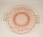 Vintage Pink Depression Era Glass Double Handle 10.25" Serving Plate