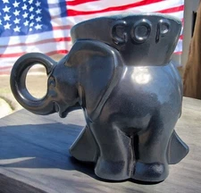 Frankoma 1971 GOP Elephant Mug Republican Black White MAGA