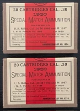 FRANKFORD ARSENAL CAL. .30 1930  SPECIAL MATCH   NEW REPLICA 20 ROUND AMMO BOXES