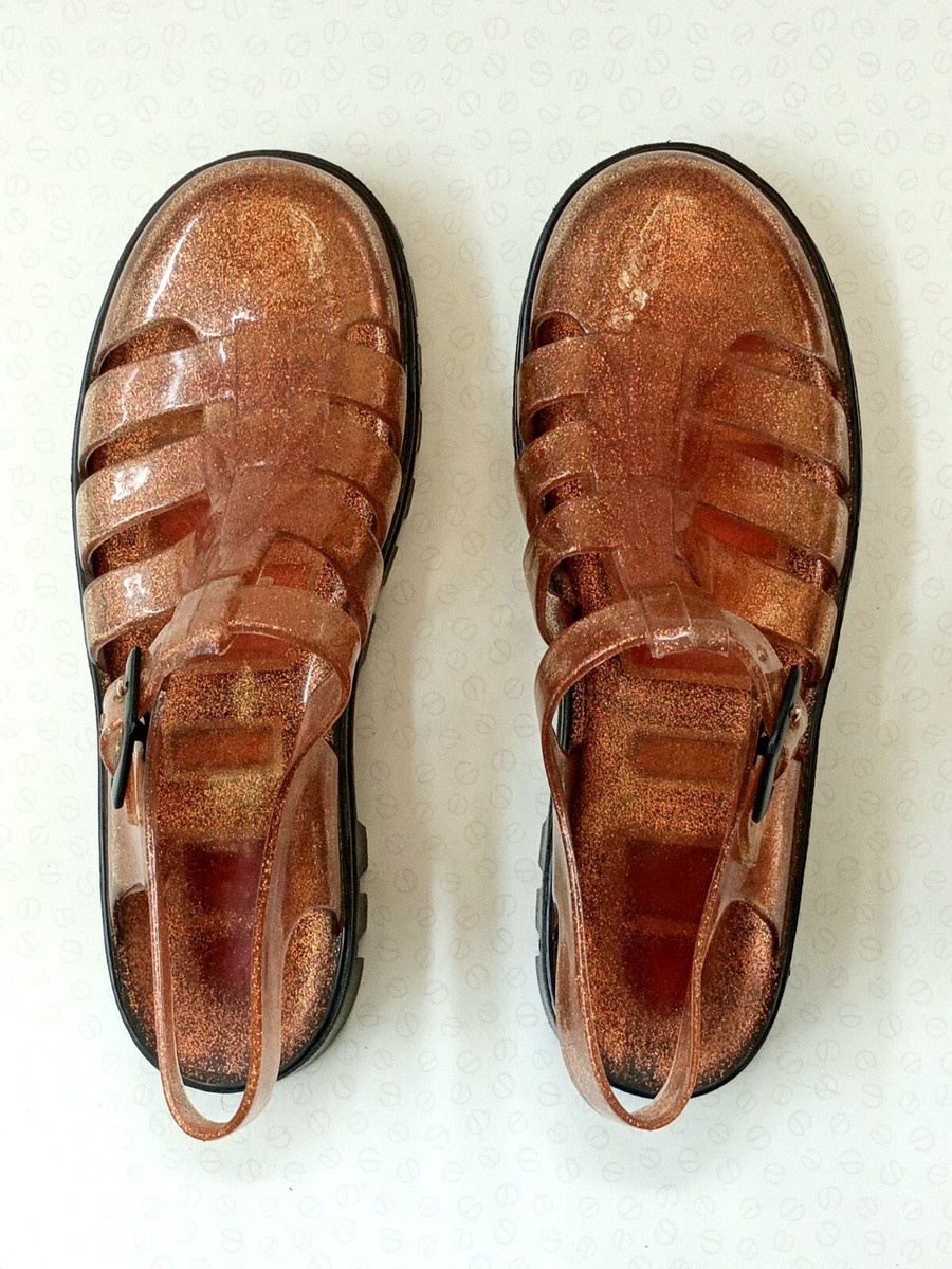 Vintage Bronze Glitter Jelly Sandals - 1960 display picture 1