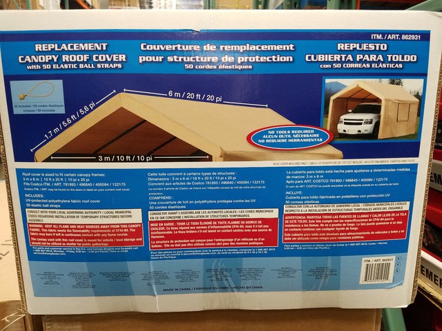 Carport Heavy Duty Canopy Replacement Top Cover 10 X20 Costco