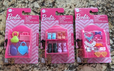 Barbie-Accessories Mattel-Lot of 3 Packs Shoes Headbands
