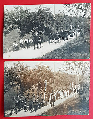 2 x occasion photo postcard Rabenau Obernaundorf parade types (15617