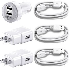 Micro USB Cable Car Wall Charger FOR SAMSUNG GALAXY S3 S4 S5 S6 S7 NOTE 2 3 4 5