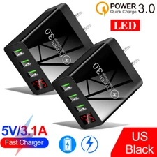 2PACK 3 Port Fast Quick QC 3.0 USB Hub Wall Charger Power Charge Adapter US Plug