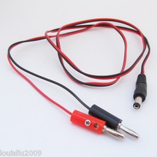 1set Dual 4mm Banana Male Plug to 2.1x5.5mm 2.1mm DC Plug 1M DC Power Cable