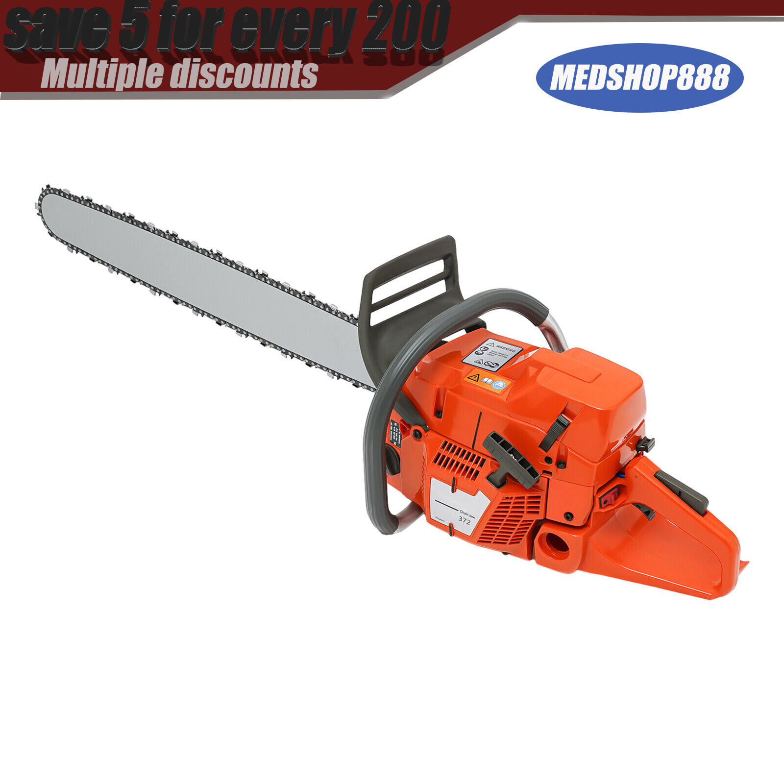 28'' Handheld Cordless Petrol Chain Saw 71cc Gasoline Chainsaw Power Head 3.9kw