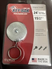 KEY-BAK 0003-011 Key Reel 24” Cord Belt Loop Holds Up To 15 Keys NEW Sealed