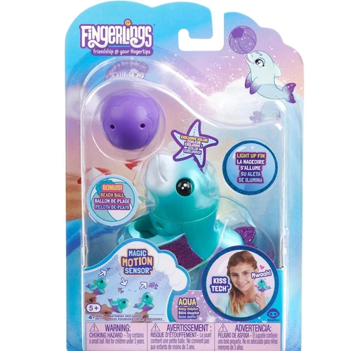 Fingerlings DOLPHIN - AQUA w/Beach Ball 4" Interactive Age 5+ ~ New in Package