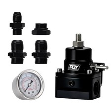 EFI Fuel Pressure Regulator Kit AN8 Feed AN6 Return + 0-160PSI Gauge dark black