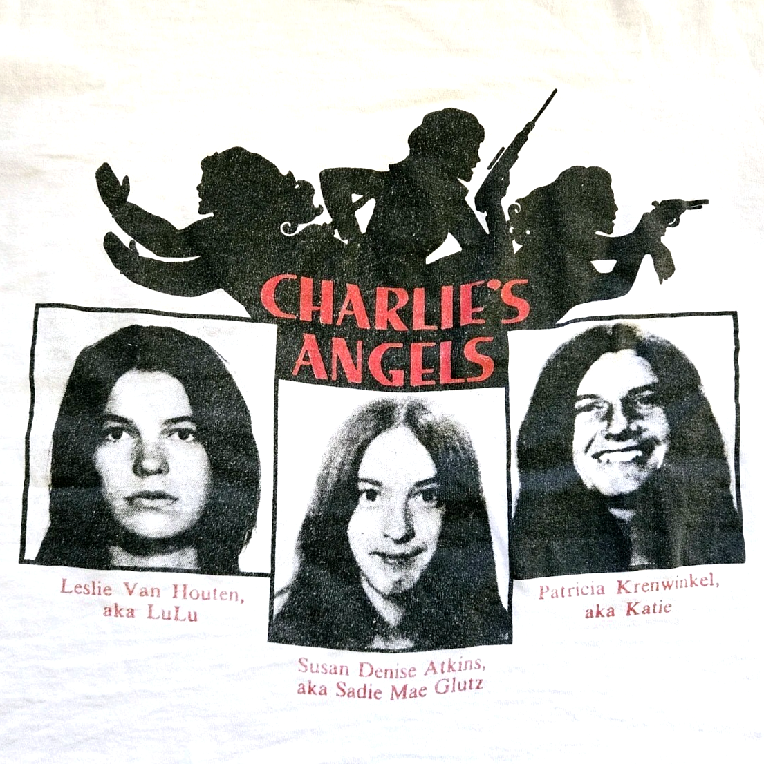 Vintage 90s Charles Manson Charlie's Angles T Shirt Size XL Single