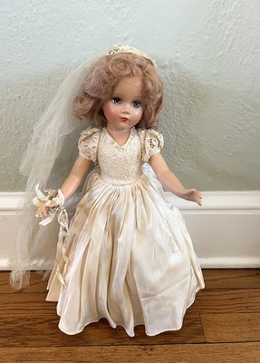 18  R & B Arranbee Bride Doll With Gown Veil Shoes 1940s/50s Sleepy Eyes As Is