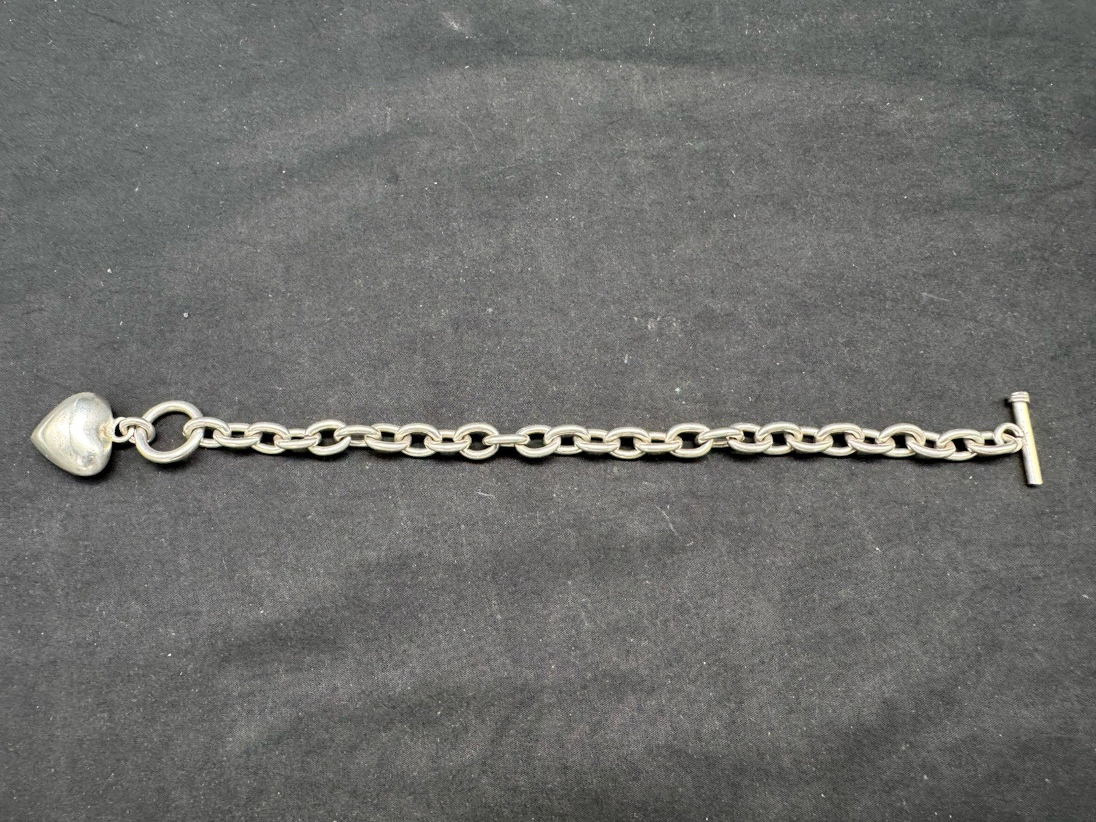 Sterling Silver Charm Link Bracelet with Heart Ch… - image 7