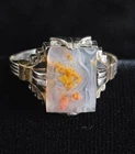 Antique Art Deco Ostby Barton Sterling Silver 10K Blood Agate Ring Size 7.75