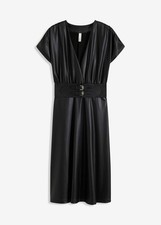 Lederimitat-Kleid Gr. 40/42 Schwarz Freizeitkleid Midikleid Casual-Dress Neu*