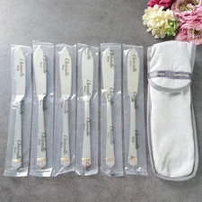 Christofle Aria Goldring Fish Knife 6pcs Silverplate With Gold Accents Brand New