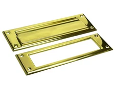 QCAA Solid Brass Mail Slot, with Solid Brass Interior Frame,10 x 3, Polished ...