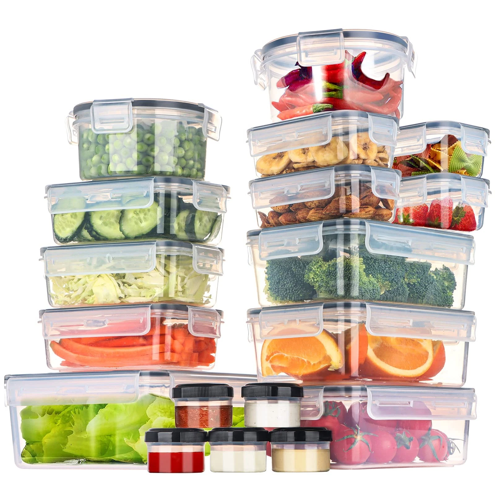 18 Pack Food Storage Containers with Airtight Lids: Leak-Proof Plastic Contai...