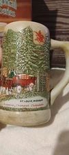 Ceramarte Brazil Budweiser Champion Clydesdales St Louis Missouri Beer Stein 