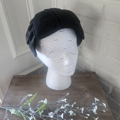 Vtg 1940s 50s Half Hat With Bow, Audrey Hepburn, 7/S, Party, Formal Vtg 40s 50s Hat With Bow Detail, Party, Formal, Audrey  main image 2